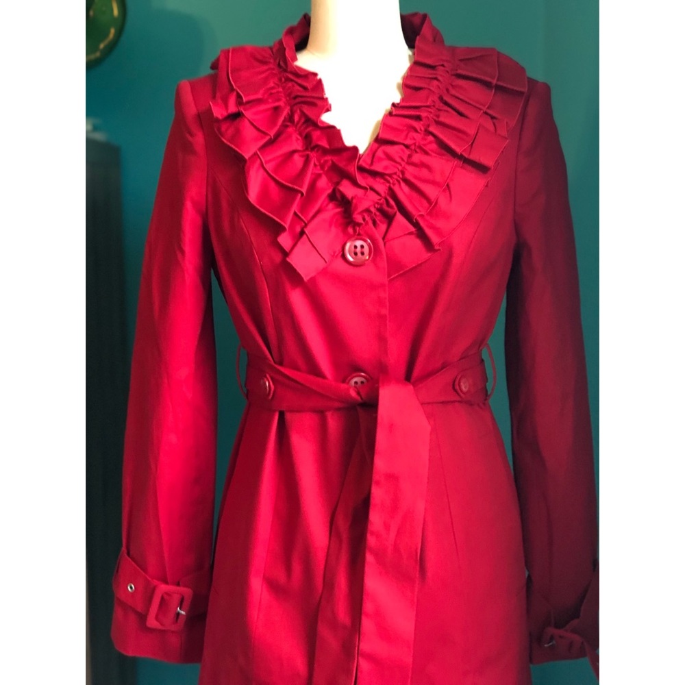 The Limited cherry red rain/trench coat